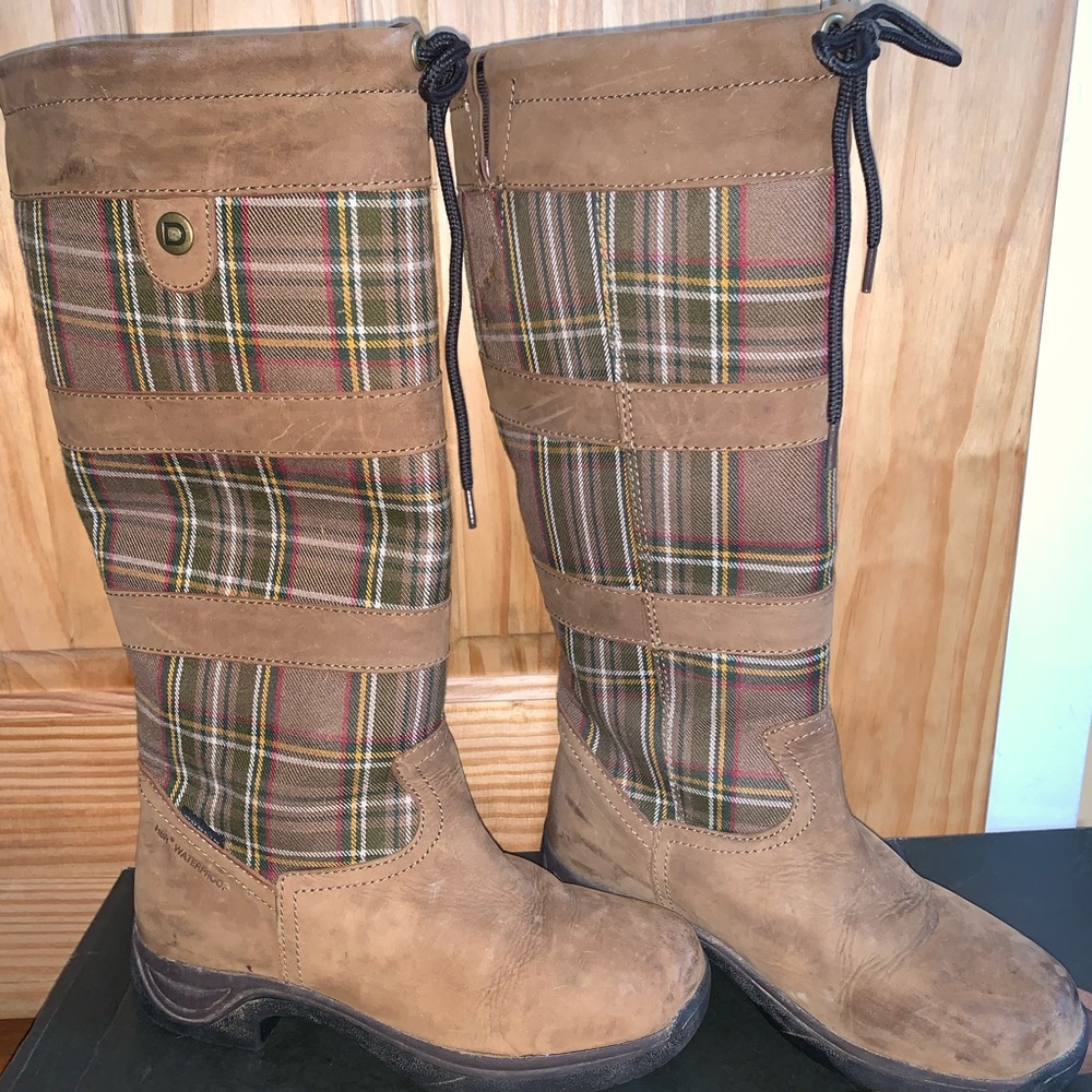 Dublin River Plaid Waterproof Leather Boots Womens